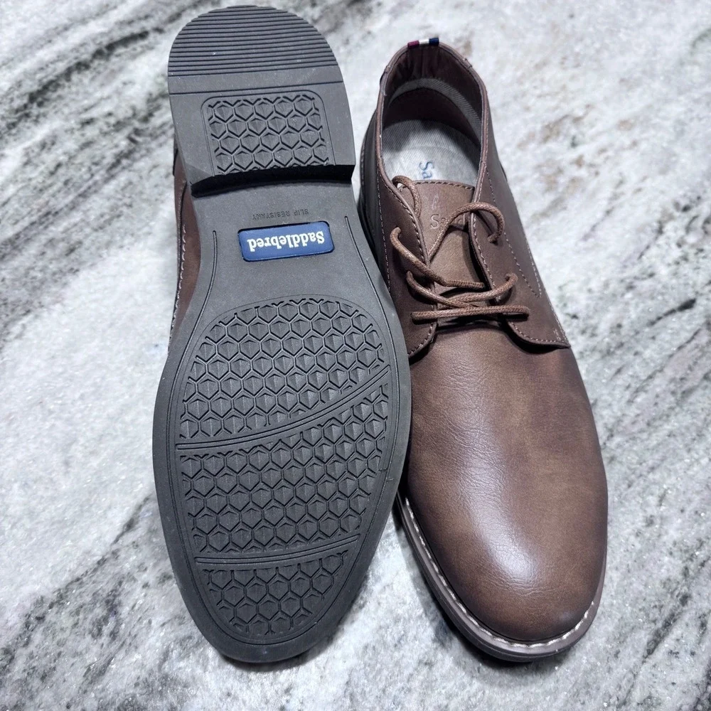 Saddlebred Chukka Boots Faux Leather Brown Mens 8.5 Business Casual Classic
